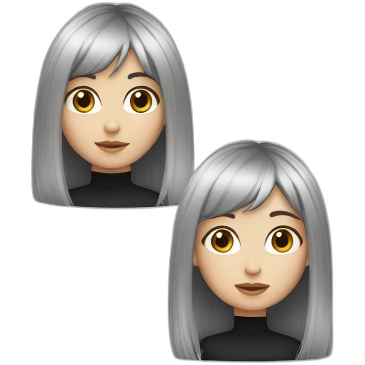 white girl black hair bangs emoji