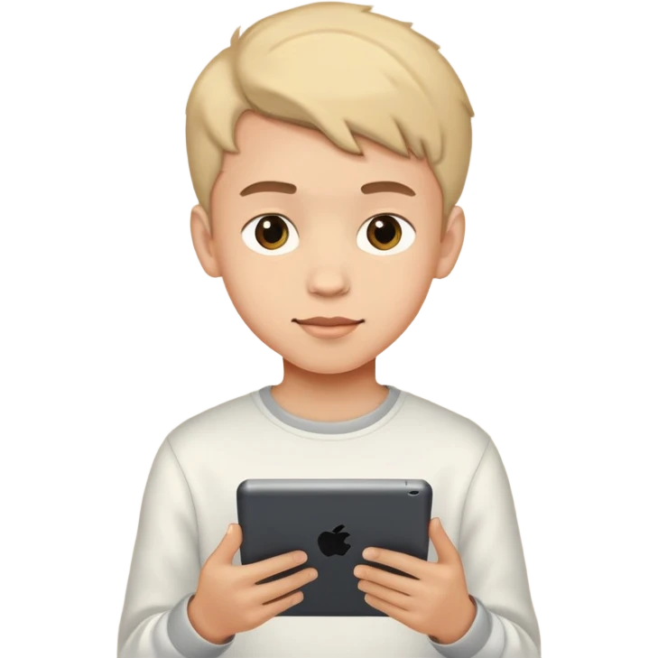teen boy playing with a tablet emoji