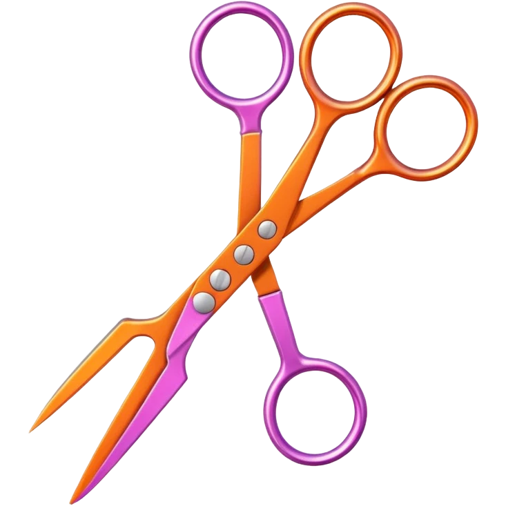 Pink and Orange scissors emoji