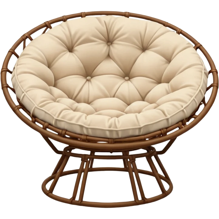 Light brown Papasan chair with cream cushion emoji