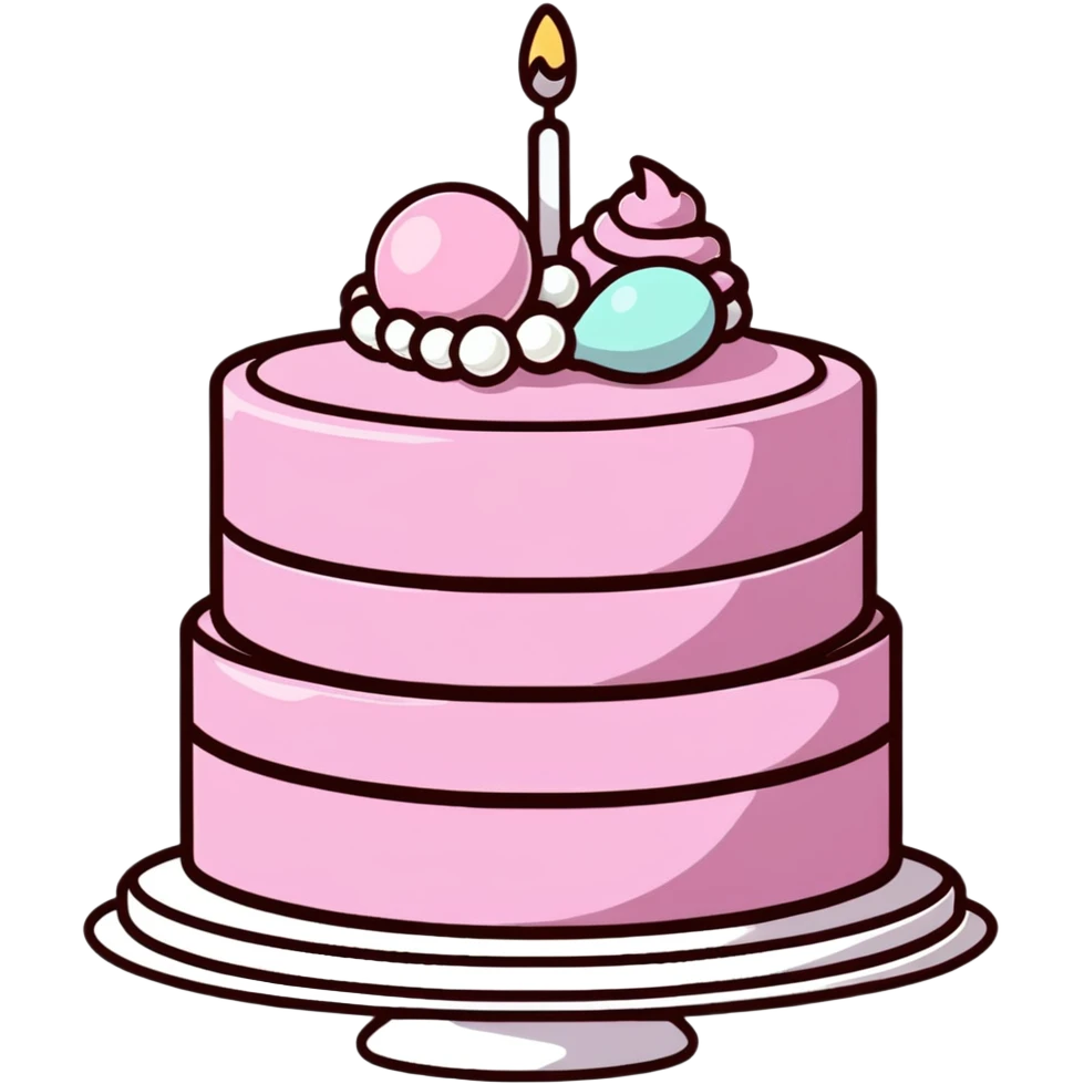 pink cake decorated with pearls emoji