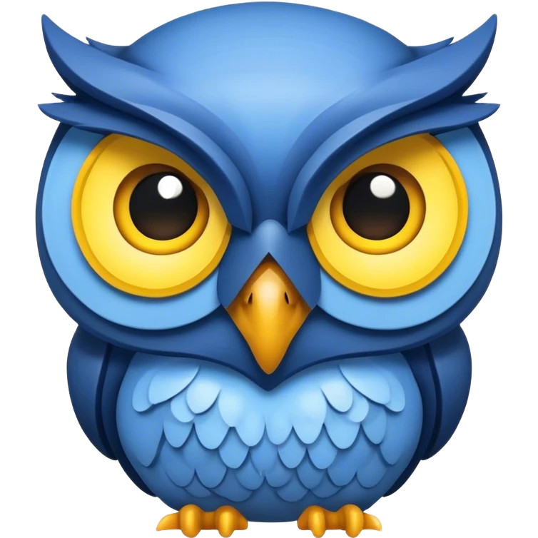 Light blue, dark blue, and yellow owl emoji