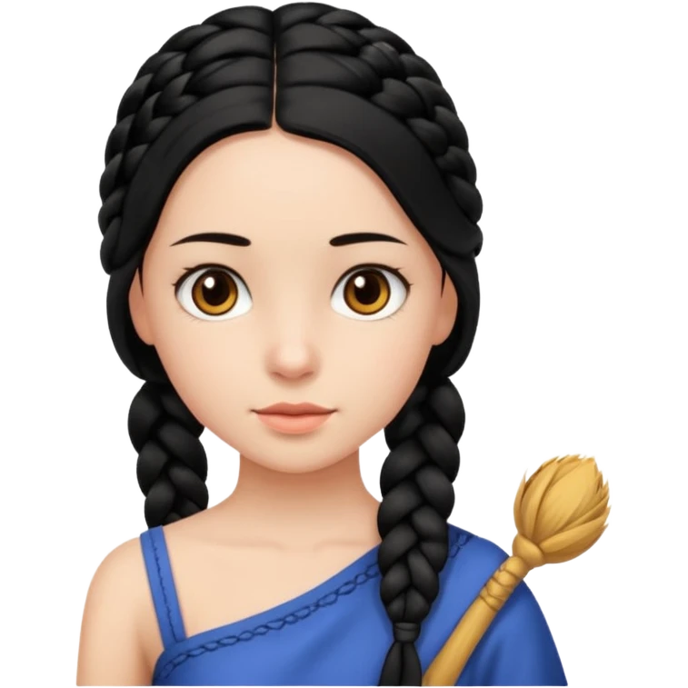 Girl with black braid  on one shoulder  emoji