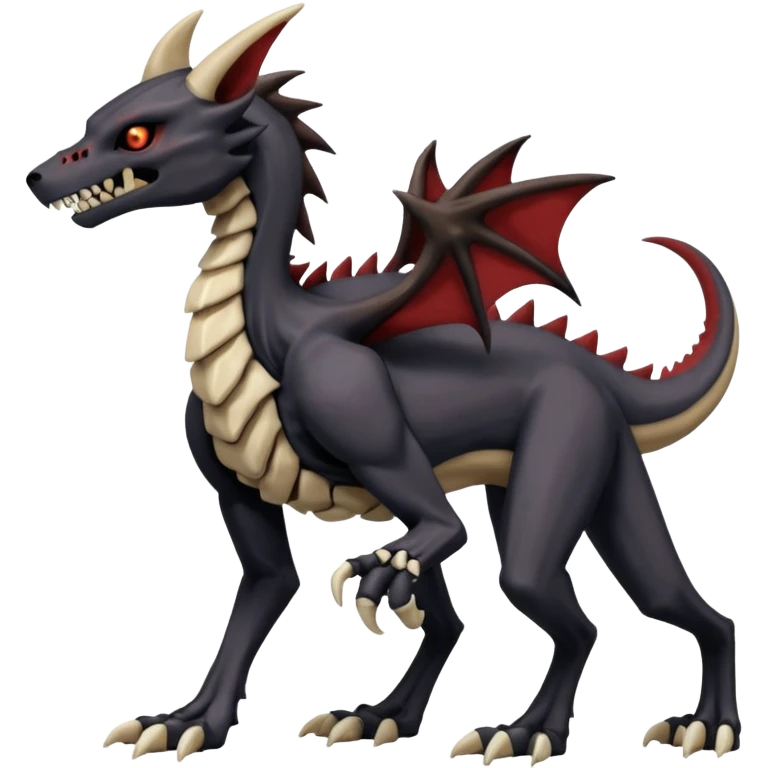 Skeletal Cubone-Salandit-Marowak-Zoroark-Anubis-Wendigo-Fakémon-hybrid-creature (full body), 4 legs emoji