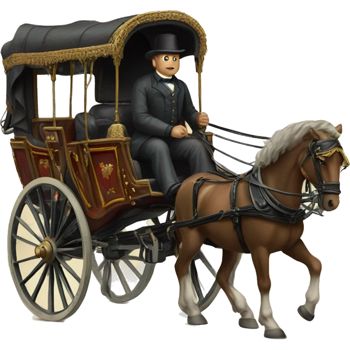 a man sits in a horse-drawn carriage from Russia in the 19th century emoji
