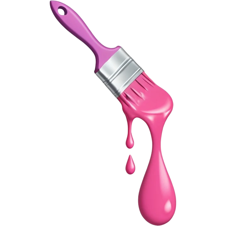 flying art brush dripping pink slop emoji