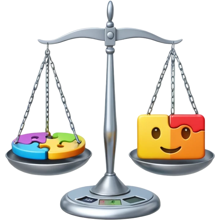 emoji, of a puzzle and a Balance for accounting. emoji