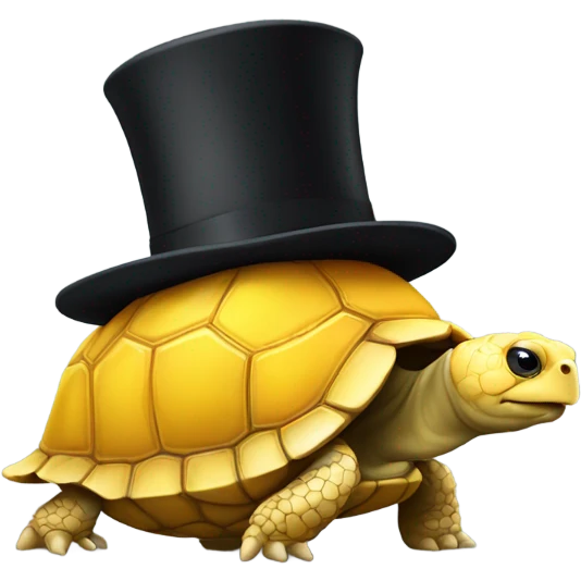 Yellow tortoise with top hat emoji