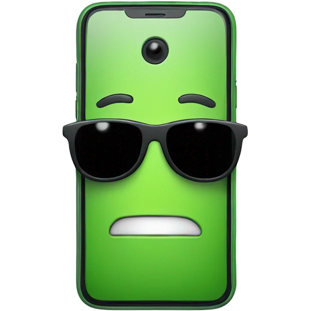 Green smartphone happy emoji