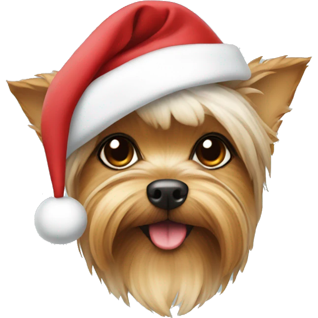Yorki wearing a Santa hat emoji