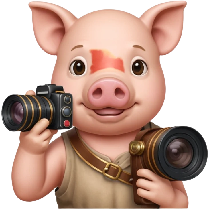 pig, roman ancient pig with camera emoji
