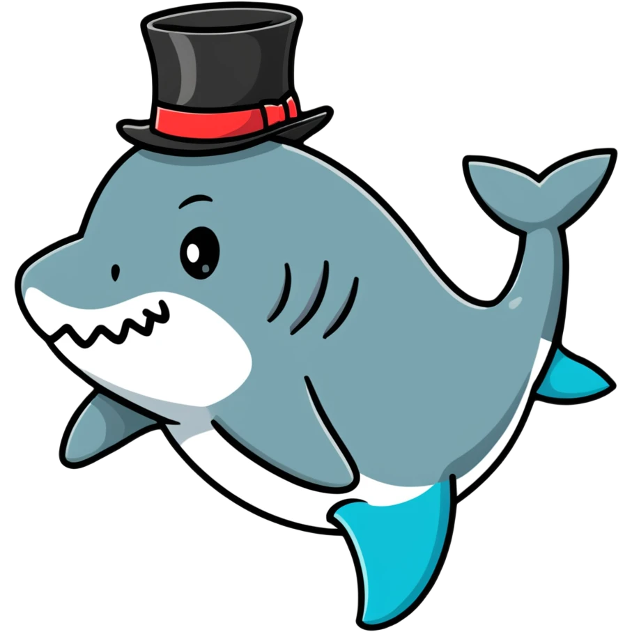 Shark with a top hat emoji