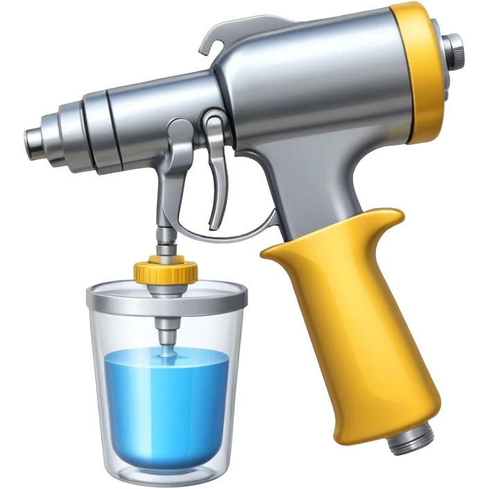 metal spray gun with clear sealed cup attached emoji