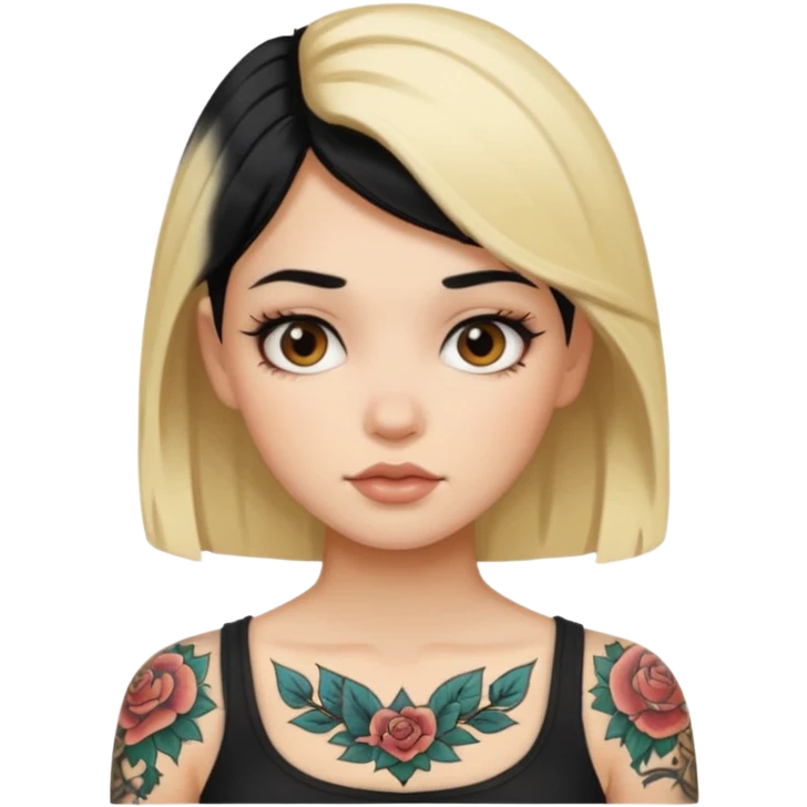 Tattooed black and blonde haired girl emoji