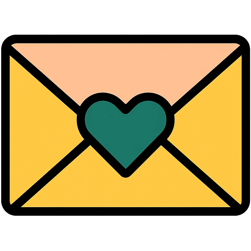 a letter sealed with a dark green heart, elegant and classic emoji