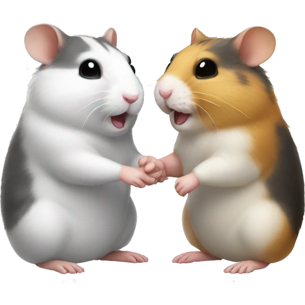 two hamsters giving handshake  emoji