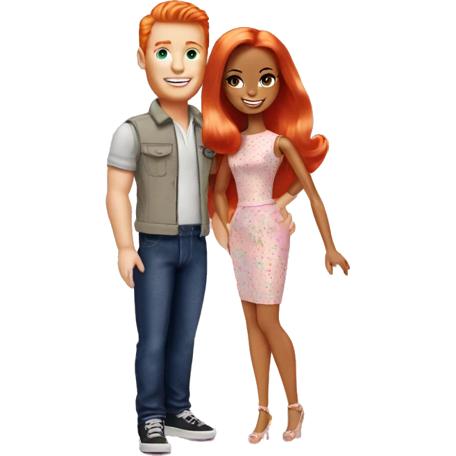 Ginger barbie with ken emoji