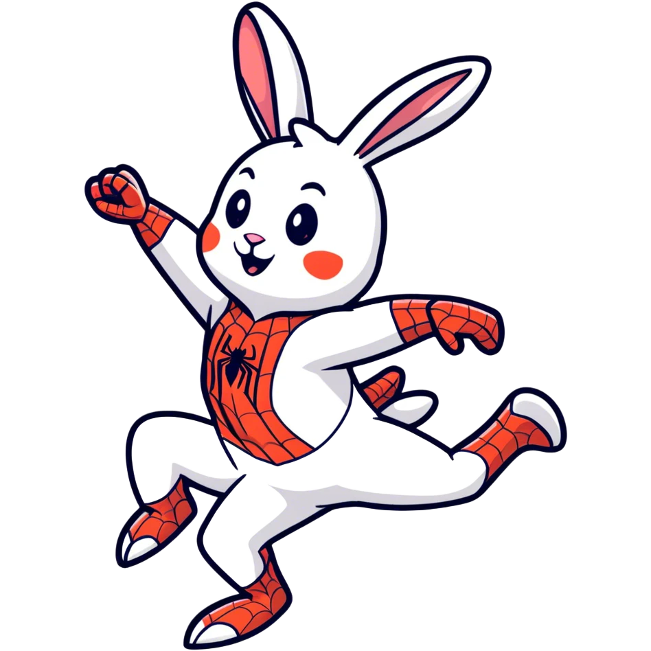 Bunny wearing a Spiderman suit dancing  emoji