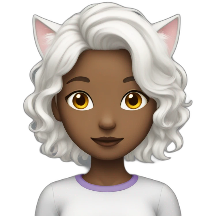Girl with white hair, cat ears, and heterochromia emoji