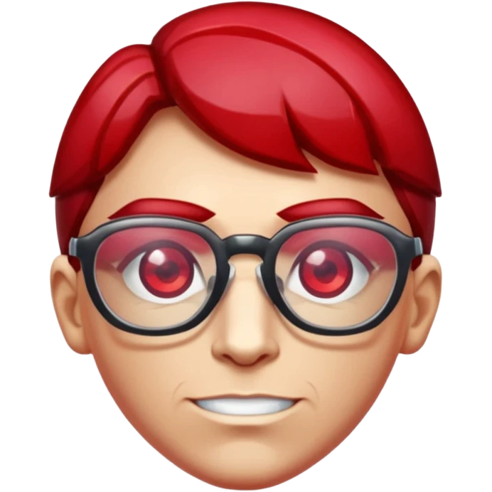 A single red crystal gemstone character wearing glasses,  irregular with faceted very sharp sides,, , high detail, emoji