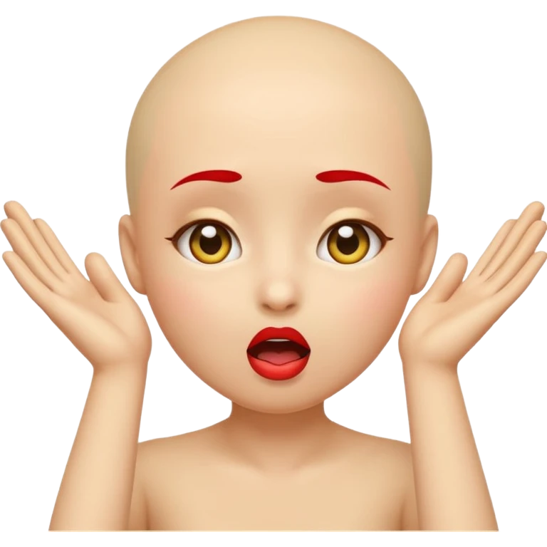emoji with big anime like eyes like big cute eyes, puckered lips, red cheeks, Little excited clasp with their hands up by their cheeks, yellow skilled emoji no hair  emoji