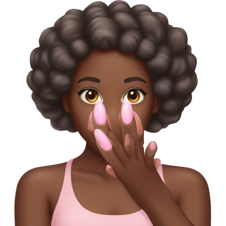 black girl hand with light pink nails  emoji