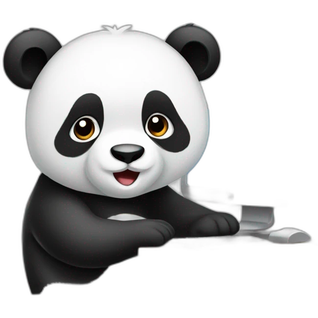 Panda bear working on pc emoji
