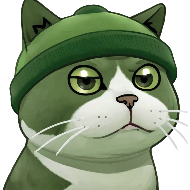 A cat with frown and Bennie (realistic )￼ emoji