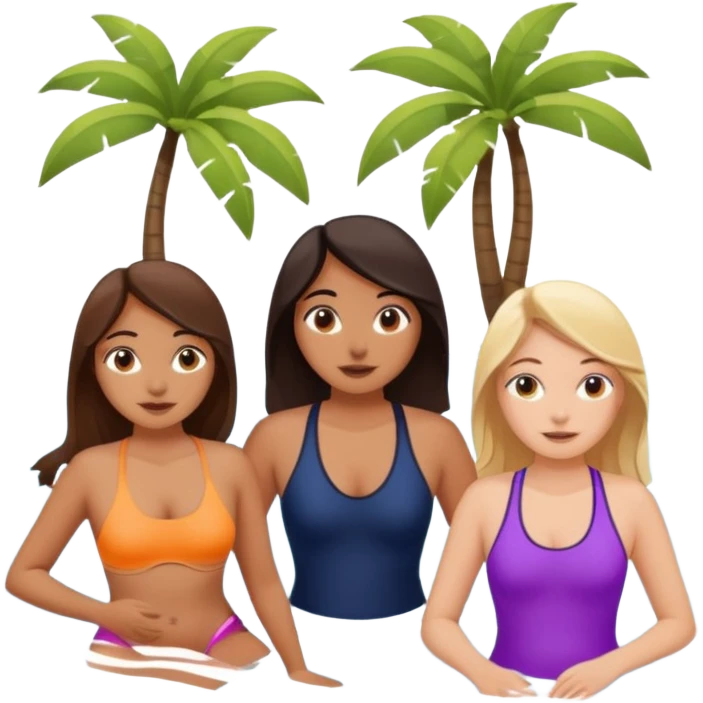 One south Asian girl, two white girls, and one white man, in the lazy river together  emoji