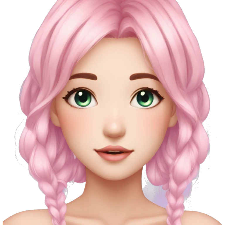 Gorgeous Beautiful Blushing Petite Colorful-Shiny-Pastel-Fairy-Soarkle-Anime-Girl with beautiful gradient pastel hair aesthetic emoji
