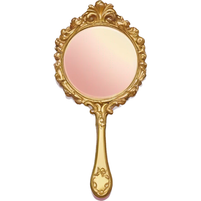 vintage rococo gold and pink hand mirror emoji