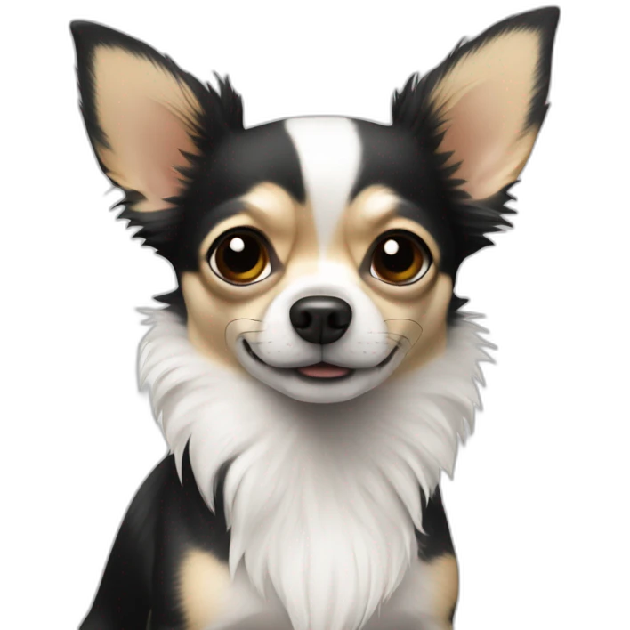 Chihuahua blanc et noir à poils longs emoji