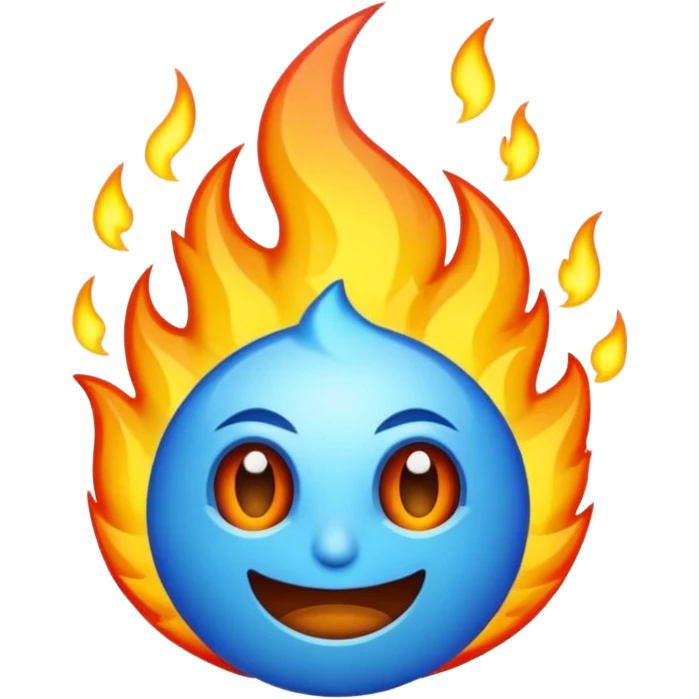 Rayos, centellas y fuego con expresiones de asombro azul emoji