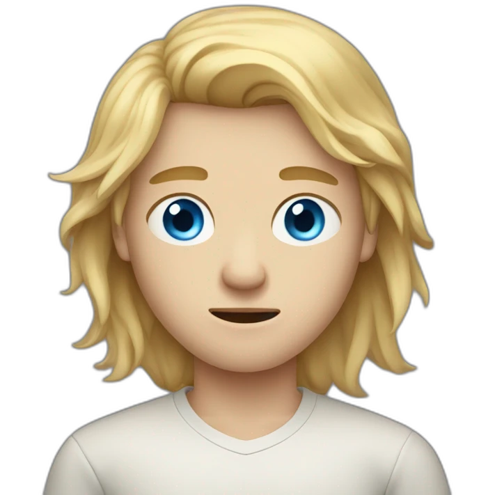 Frowning blue-eyed teen-ager boy with long blond hair emoji