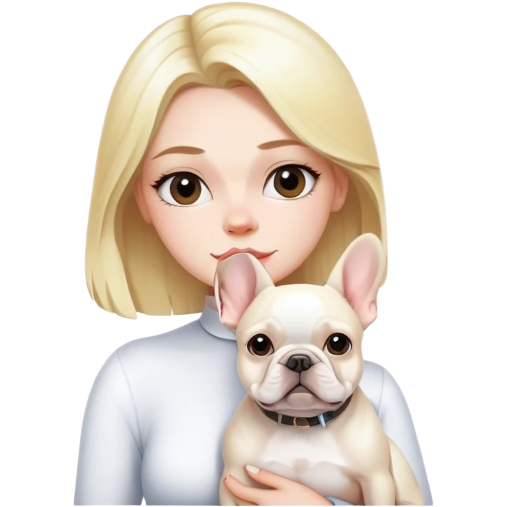 Blonde with white French bulldog emoji