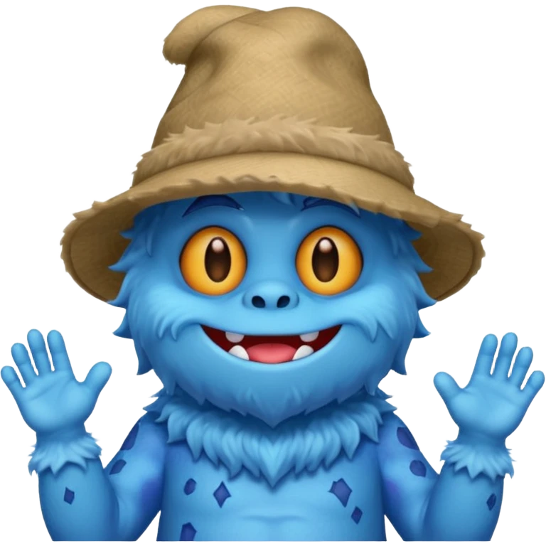 blue monster with hat and shirt emoji