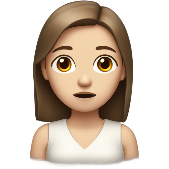 Pale girl with brown hair saying Sorry emoji