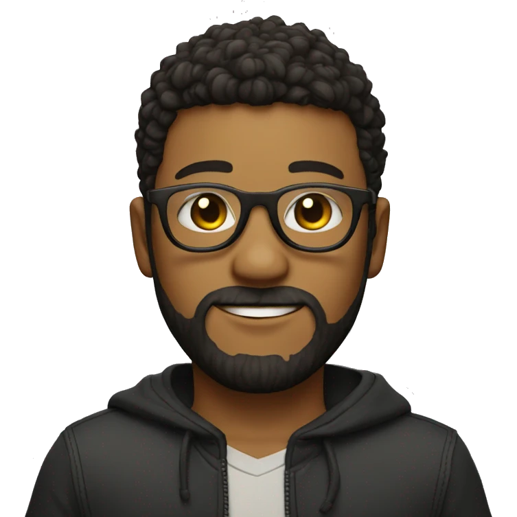 Boy with fringe, squared glasses and brown beard emoji