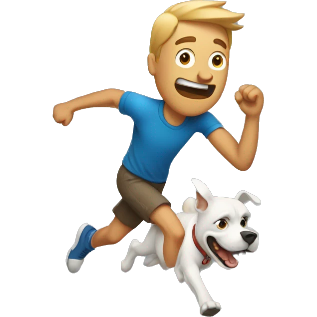 Guy running from dog emoji