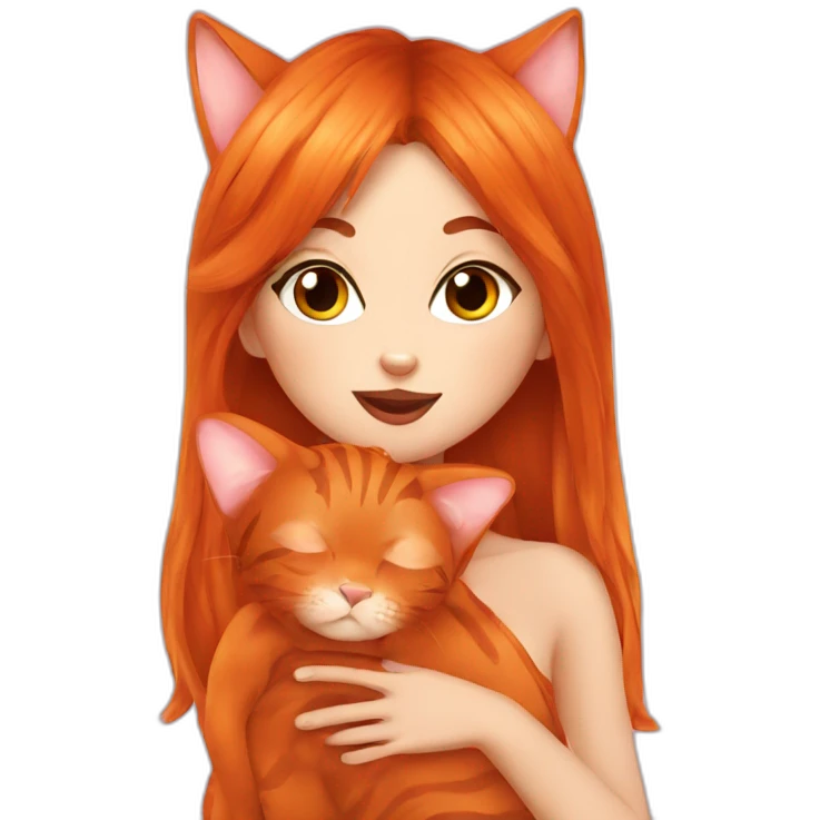 orang cat kiss girl emoji