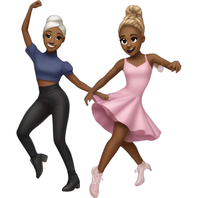Cynthia Erivo and Ariana grande dancing through life emoji