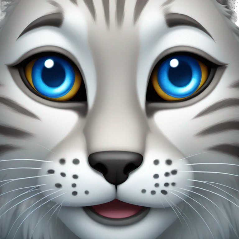 Grey lynx blue eyes grins emoji