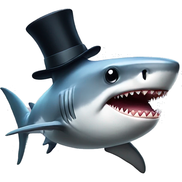 Shark with a top hat emoji