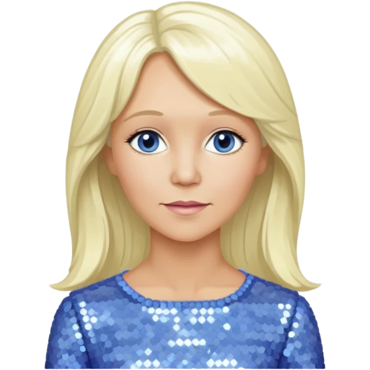  Agnetha Fältskog from ABBA with long platinum blonde hair, periwinkle sequin outfit  emoji
