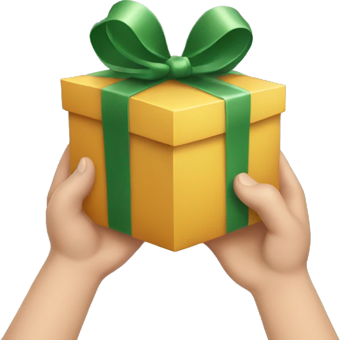 hand holding a Christmas gift box emoji