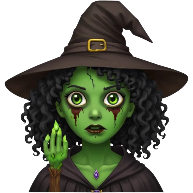 black curly hair, dark skin Zombie Witches emoji