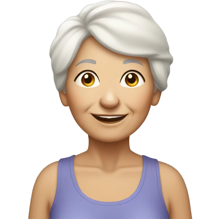 Light skin Grandma with short hair doing yoga emoji