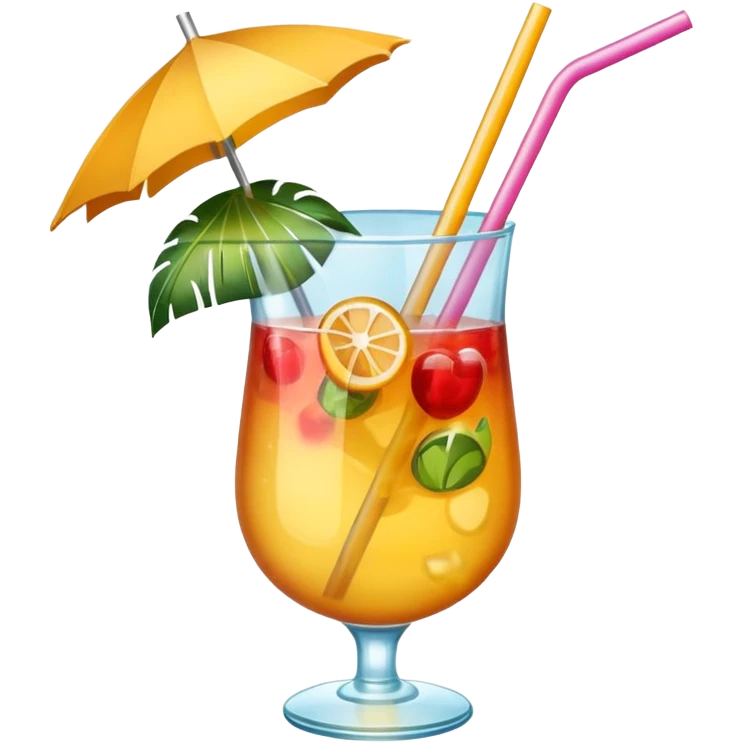 beach cocktail emoji, with a straw emoji