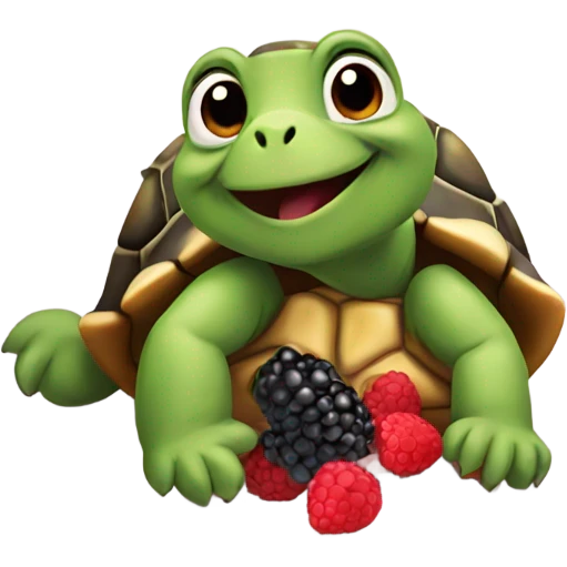 Tortoise eating berries emoji
