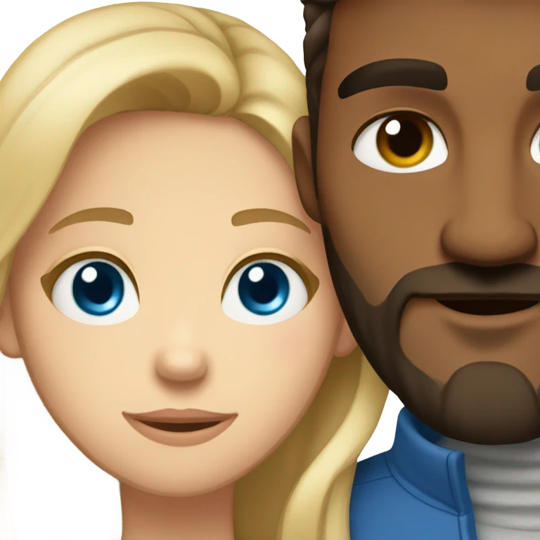 A girl with brown eyes hugs a bearded blue-eyed man with blond hair emoji